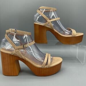New Journee Collection Women’s Emerynn Platform Sandals Tan Size 9